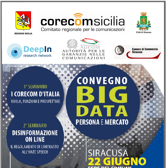 CONFERENCE OF CORECOM SICILY:”ONLINE DISINFORMATION” AND “BIG DATA – PERSON AND MARKET”